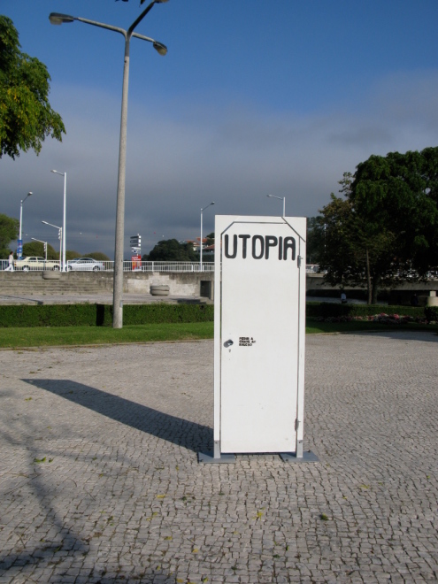 Installation view of mobile door to Utopia