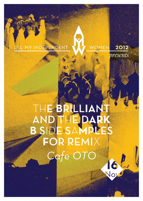 Flyer by Virginia Valente for The Brilliant and the Dark, B side Samples for remix, a project by Open Music archive for AMIW 2012